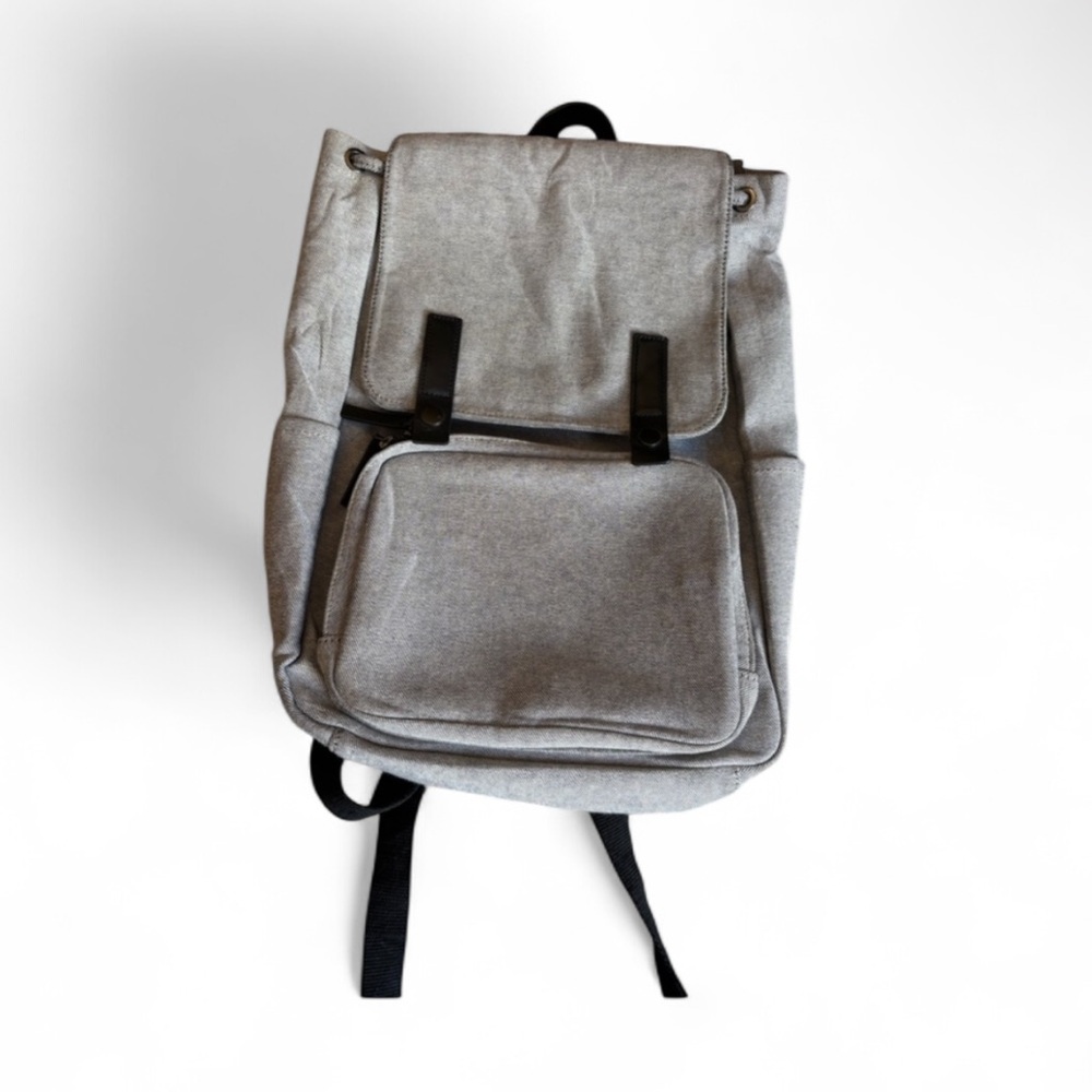 Everlane Modern Canvas Snap Backpack gray and black